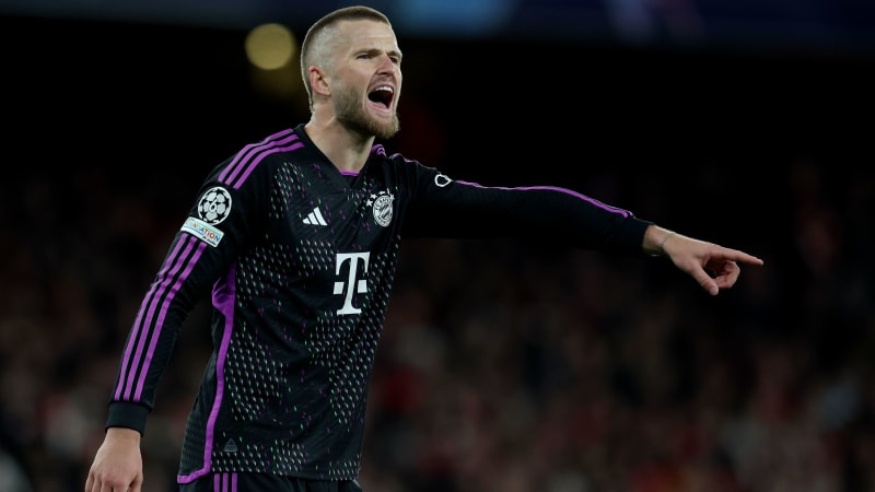 LONDON, ENGLAND - APRIL 9: Eric Dier of Bayern Munich points during the UEFA Champions League quarter-final first leg match between Arsenal FC and FC Bayern München at Emirates Stadium on April 9, 2024 in London, England. (Photo by Ed Sykes/Sportsphoto/Allstar via Getty Images)
