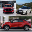 Im Vergleich: Mazda CX-30 (o.l.), VW T-Roc (o.r.) und Toyota CH-R.