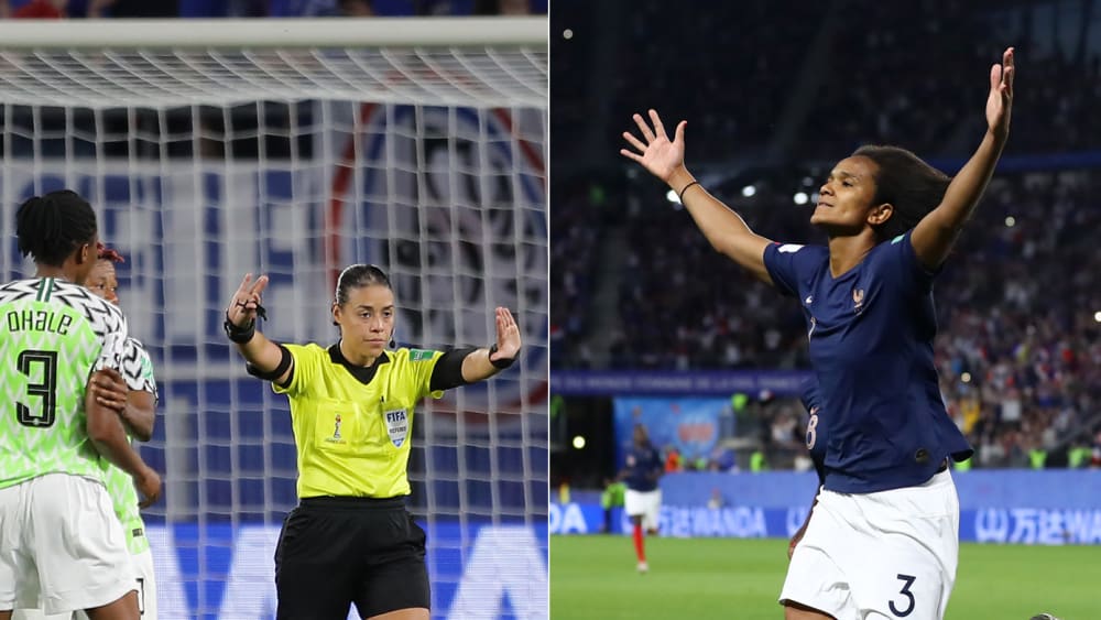Emotionen pur: Die Nigerianerinnen beschweren sich lauthals bei FIFA-Referee Melissa Borjas, Frankreich feiert indes Matchwinnerin Wendie Renard und den dritten Gruppensieg.