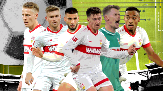 Stuttgarter Sextett bei der Nationalelf: Chris Führich, Maximilian Mittelstädt, Deniz Undav, Angelo Stiller, Alexander Nübel und Jamie Leweling.