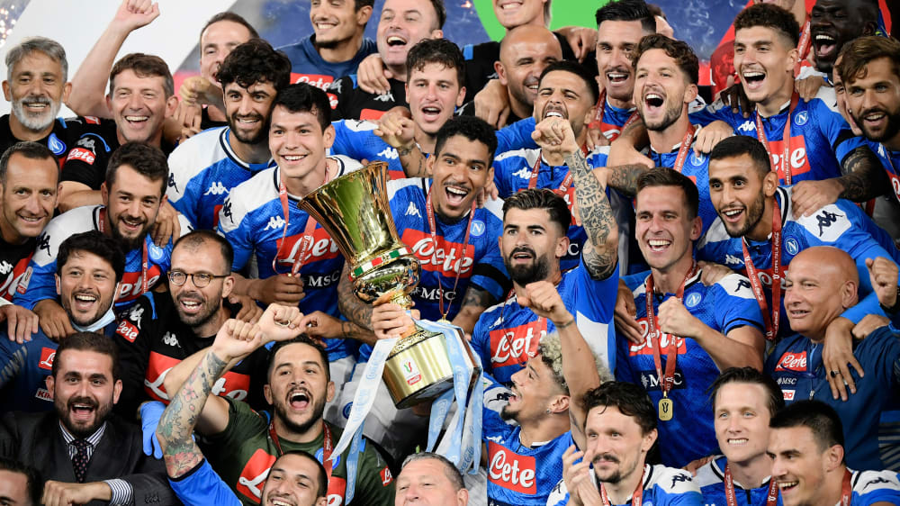 Lautstarker Jubel im Rahmen der Corona-M&#246;glichkeiten: Die SSC Neapel ist Sieger der Coppa Italia im Jahr 2020.