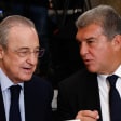 Stehen in Sachen Super League wieder am 14. März mit vor Gericht: Real-Präsident Florentino Perez und Barça-Präsident Joan Laporta (v.li.)