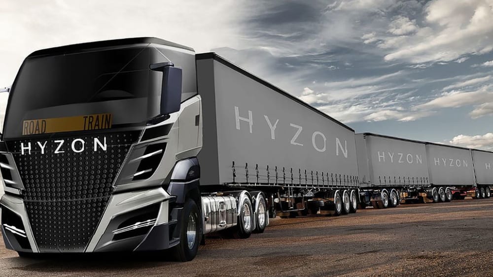 Hyzon Road Train: Die Zugmaschine des bis zu 50 Meter langen Gespanns arbeitet mit Brennstoffzellentechnologie.