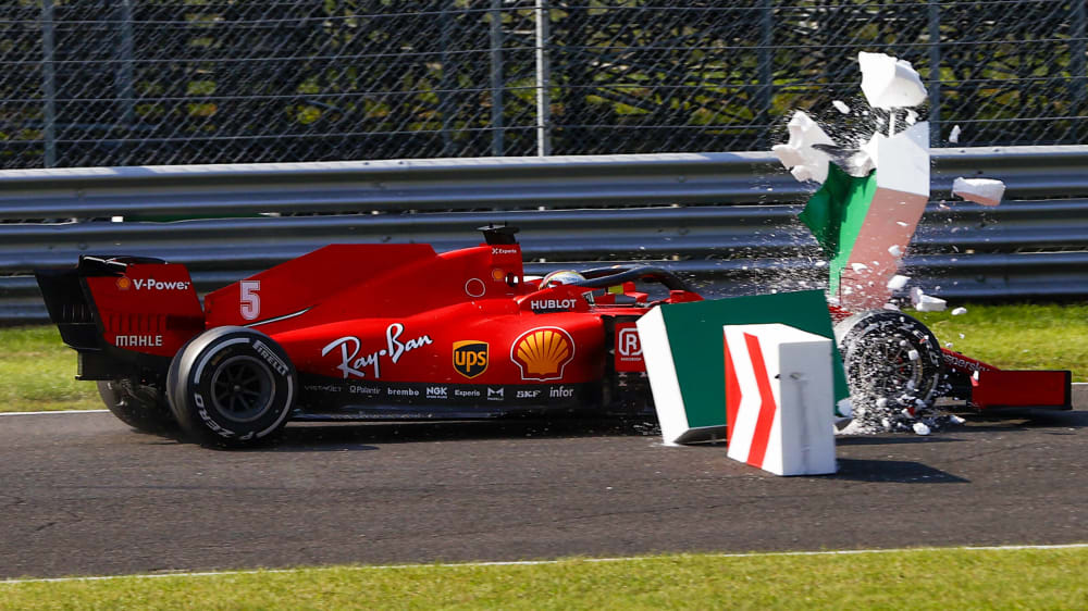 Sebastian Vettel schied im Ferrari fr&#252;h aus.