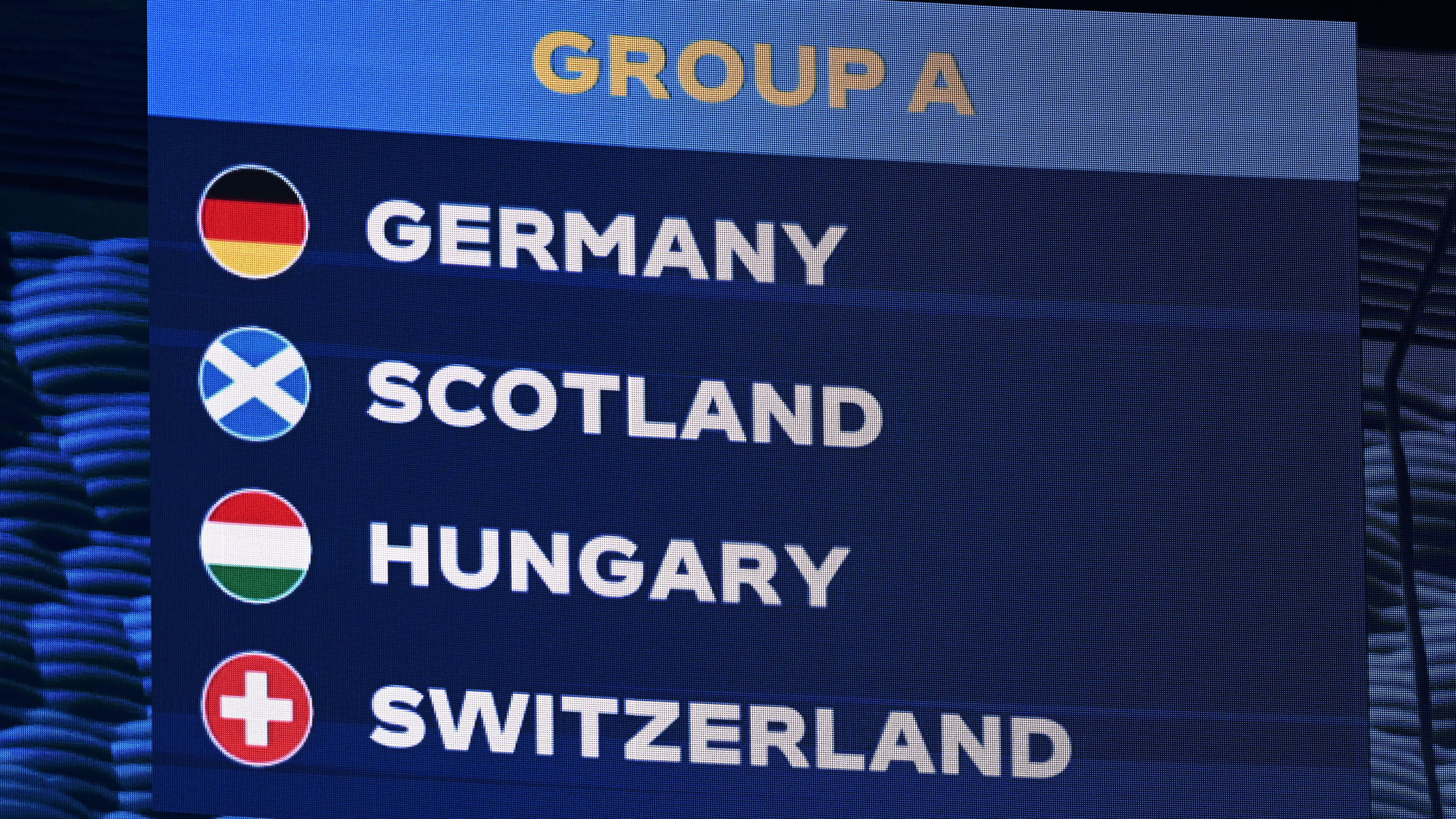 Deutschland bekommt es in Gruppe A mit Schottland, Ungarn und der Schweiz zu tun. Das Auftaktspiel lautet Deutschland gegen Schottland.