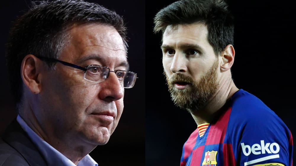 Josep Maria Bartomeu und Lionel Messi.