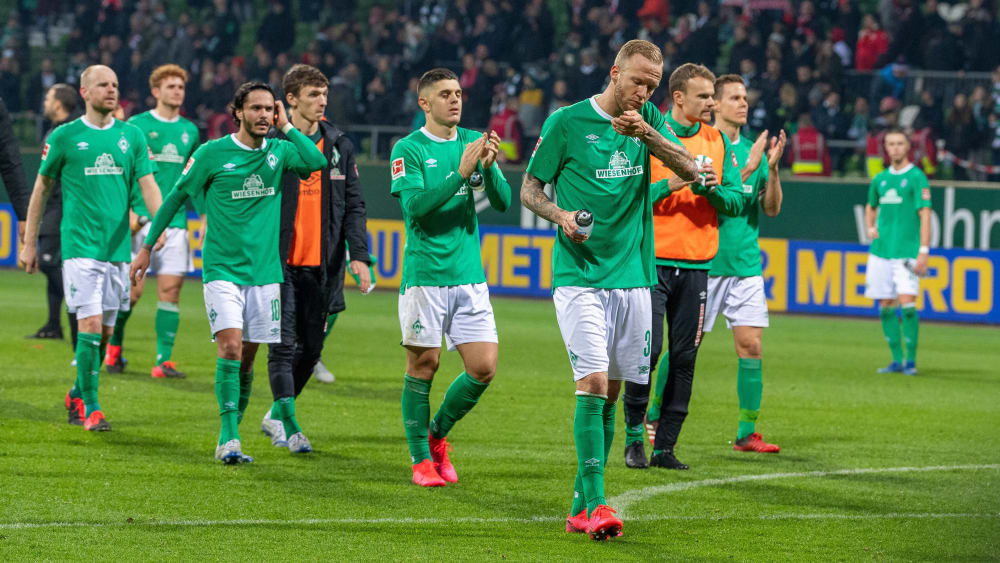 Die Lage wird immer bedrohlicher: frustrierte Werder-Profis nach dem 0:2 gegen Union Berlin.