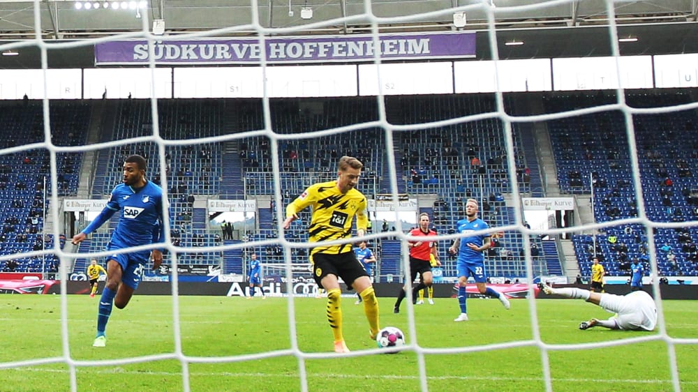 Das Tor des Nachmittags: Marco Reus trifft in Sinsheim zum 1:0 f&#252;r Dortmund. 