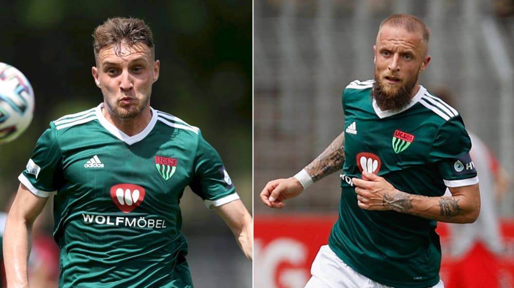 Weiter im Dress des 1. FC Schweinfurt: Amar Suljic und Daniel Adlung.