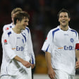 Einst als Spieler wie hier 2007, nun als Verantwortliche neben dem Platz beim KSC aktiv: Christian Eichner (li.) und Mario Eggimann.