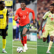 Trägt einer von ihnen bald das Bayern-Trikot? Jamie Gittens, Rafael Leao und Nico Williams (v. li.).