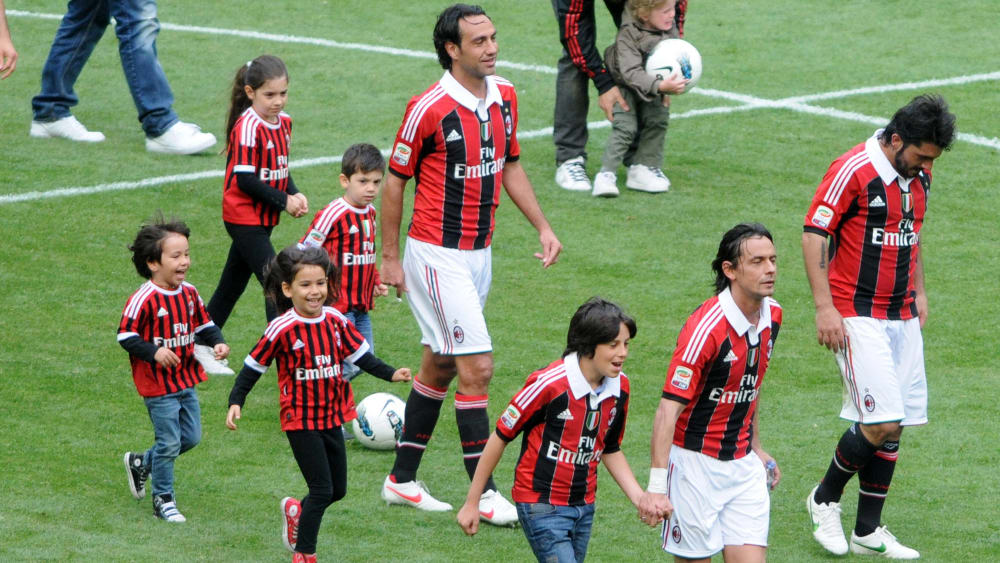 Arrivederci, mille grazie! Alessandro Nesta, Filippo Inzaghi und Gennaro Gattuso (v. l. n. r.) haben sich am 13. Mai 2012 von der AC Mailand verabschiedet.