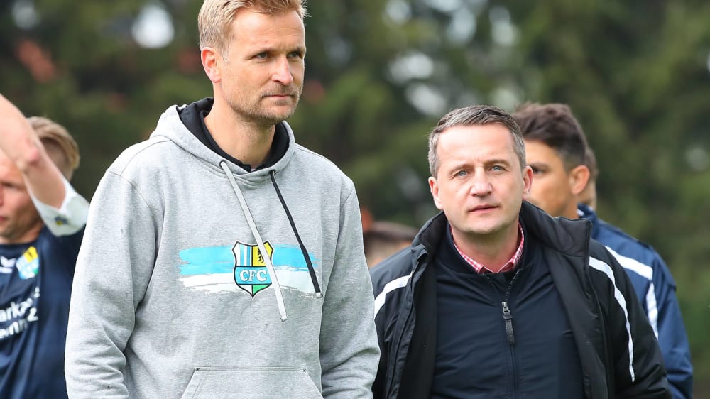 Verlassen den Chemnitzer FC: Trainer David Bergner und Gesch&#228;ftsf&#252;hrer Thomas Sobotzik.