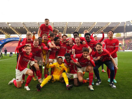 GENEVA - AZ celebrates the 5-0 victory during the UEFA Youth League final match between AZ Alkmaar a