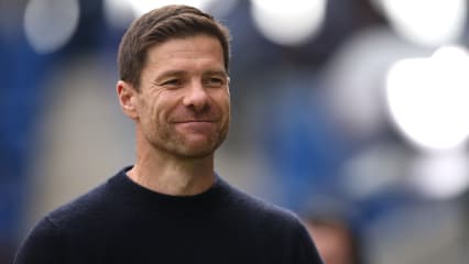 SINSHEIM, GERMANY - SEPTEMBER 14: Head coach Xabi Alonso of Leverkusen looks on prior to the Bundesliga match between TSG 1899 Hoffenheim and Bayer 04 Leverkusen at PreZero-Arena on September 14, 2024 in Sinsheim, Germany. (Photo by Alex Grimm/Getty Images)