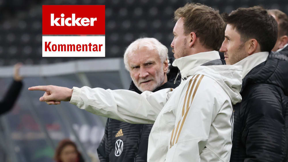 Für den Bundestrainer muss ein anderer Maßstab als für den Sportdirektor gelten: Julian Nagelsmann und Rudi Völler.