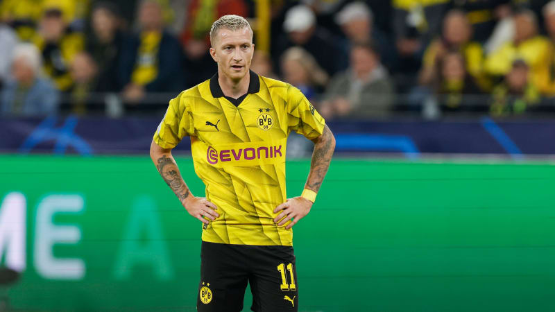 DORTMUND, GERMANY - OCTOBER 4: Marco Reus of Borussia Dortmund looks on during the UEFA Champions League: Group F match between Borussia Dortmund and AC Milan at Signal Iduna Park on October 4, 2023 in Dortmund, Germany (Photo by Marcel ter Bals/DeFodi Images via Getty Images