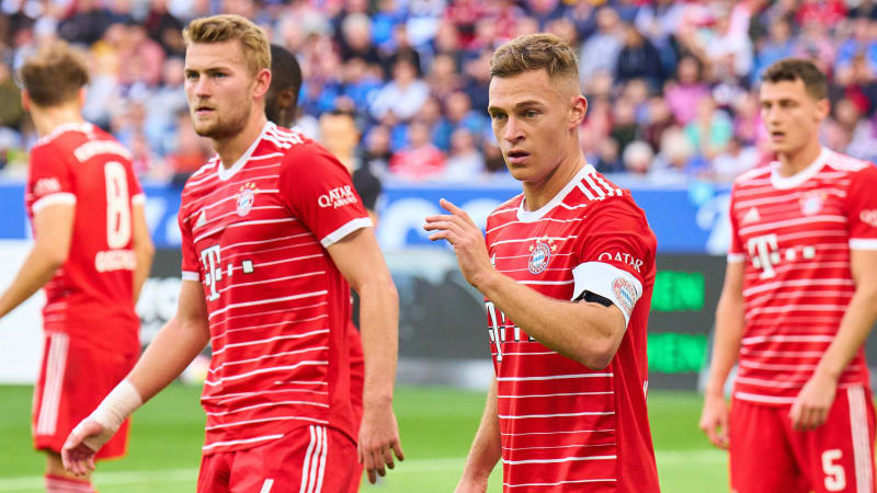 Joshua KIMMICH, FCB 6 Matthijs de Ligt, FCB 4 Benjamin PAVARD, FCB 5 in the match TSG 1899 HOFFENHEIM - BAYERN MUENCHEN 0-2 1.German Football League on Oct 22, 2022 in Hoffenheim, Germany. Season 2022 2023, matchday 11, 1.Bundesliga, FCB, München, 11.Spieltag, München