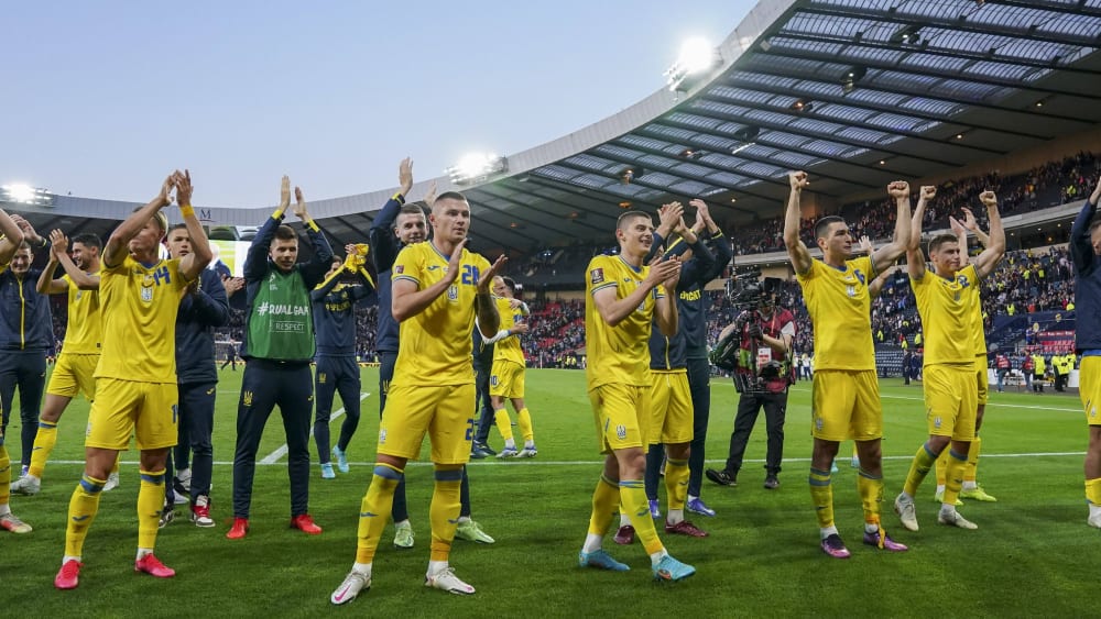 Emotional in Glasgow: Die ukrainische Nationalmannschaft.