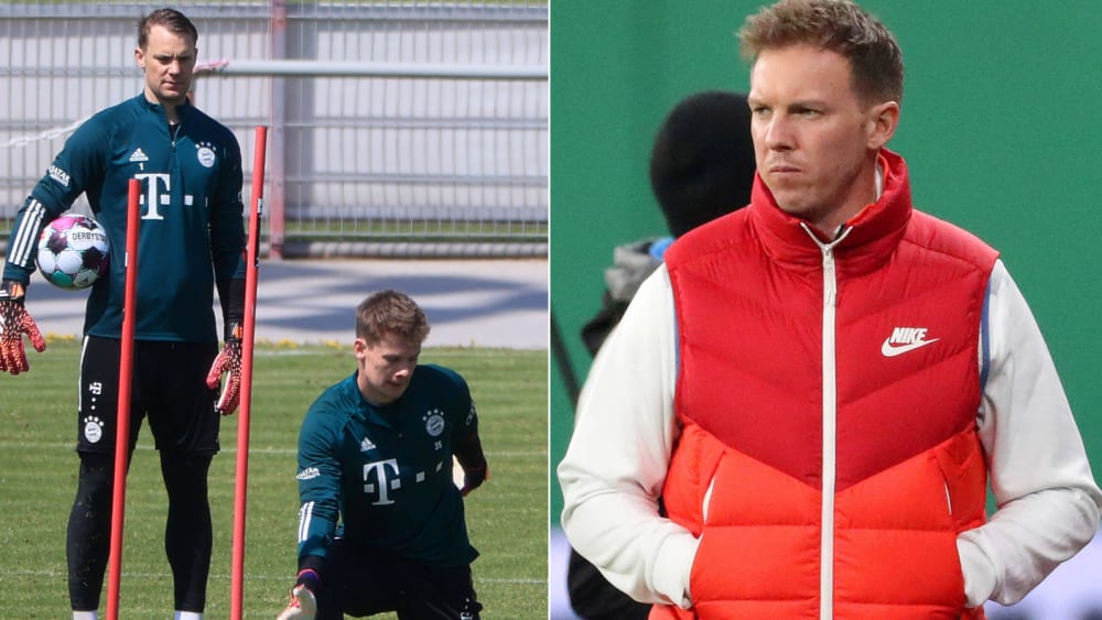 Wie plant Julian Nagelsmann im Bayern-Tor? Links Manuel Neuer (li.) und Alexander N&#252;bel am Donnerstag im Training.