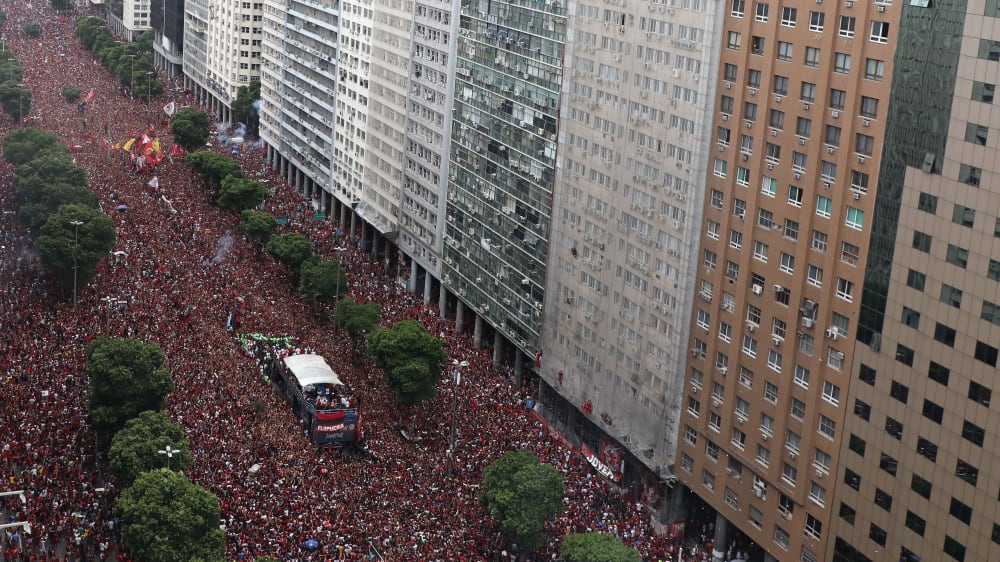 Triumphzug: Flamengos Spieler bei der Siegerparade in Rio.