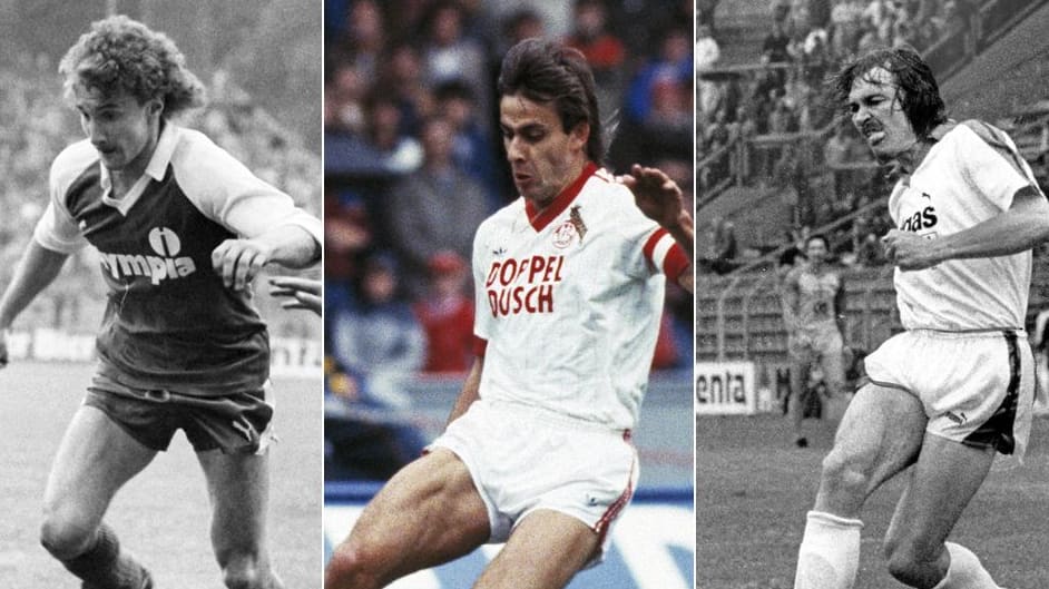 Rudi Völler, Pierre Littbarski, Ewald Lienen (v. li.)