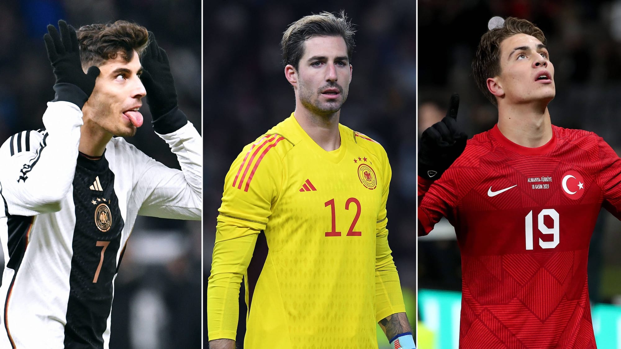 Kai Havertz, Kevin Trapp und Kenan Yildiz (v. li.)