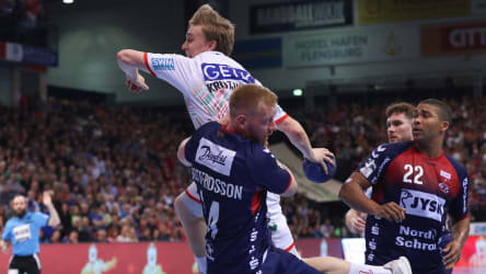 Gisli Kristjansson und der SC Magdeburg hielten auch in Flensburg Kurs auf die Meisterschaft.