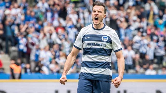 Gleich 13-mal brüllte Herthas Torjäger Haris Tabakovic seinen Torschrei heraus.