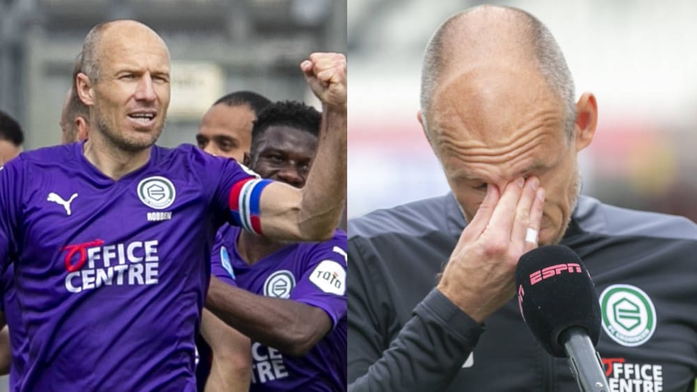 Emotionen auf dem Platz und daneben: Arjen Robben am Sonntag bei Groningens Spiel beim FC Emmen.