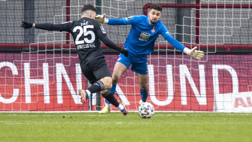 Berkan Taz markierte f&#252;r den SC Verl das 1:1 gegen den 1. FC Kaiserslautern.