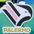 Rosa und Schwarz: Palermos Wappen mit dem Adler, der ein "P" formt.