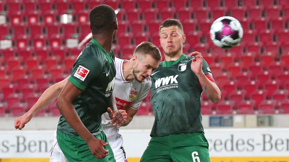 Aus dem Stand: Sasa Kalajdzic k&#246;pft zum Stuttgarter 2:1-Sieg gegen Augsburg ein.