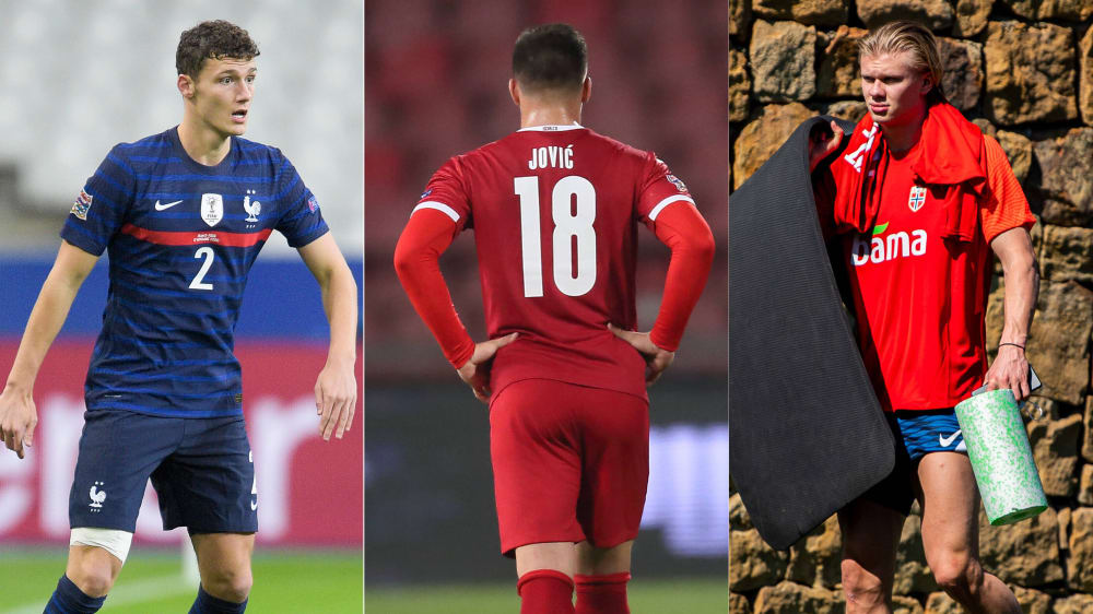 Mit ihrer Länderauswahl unterwegs: Benjamin Pavard, Luka Jovic und Erling Haaland.