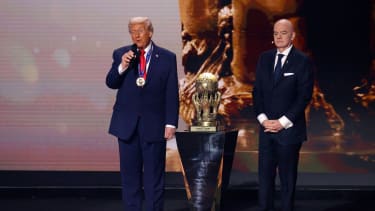 Soccer: FIFA World Cup, WM, Weltmeisterschaft, Fussball 2026 Final Draw Dec 5, 2025; Washington, District of Columbia, USA; United States president Donald Trump speaks after receiving the FIFA Peace Prize from FIFA president Gianni Infantino during the FIFA World Cup 2026 Final Draw at John F. Kennedy Center for the Performing Arts. Washington John F. Kennedy Center for the P District of Columbia USA, EDITORIAL USE ONLY PUBLICATIONxINxGERxSUIxAUTxONLY Copyright: xAmberxSearlsx 20251205_lbm_si2_055