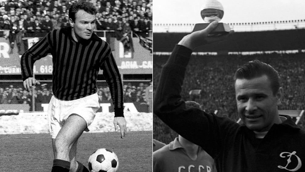 Lev Yashin (re.) gewann 1963 den Ballon d'Or, auf José Altafini entfielen erstaunlich wenige Stimmen.