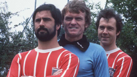 Gerd Müller, Sepp Maier, Franz Beckenbauer (v.li.)