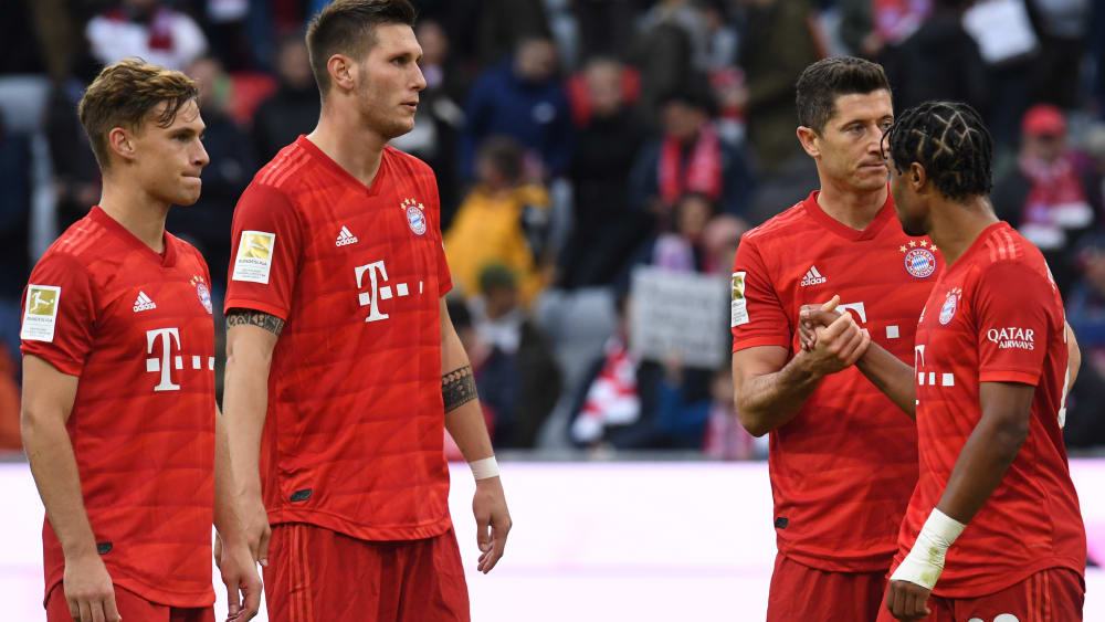 Betretene Mienen bei den Bayern nach dem 1:1 gegen Hoffenheim: Joshua Kimmich, Niklas Süle, Robert Lewandowski und Serge Gnabry (v. l.).