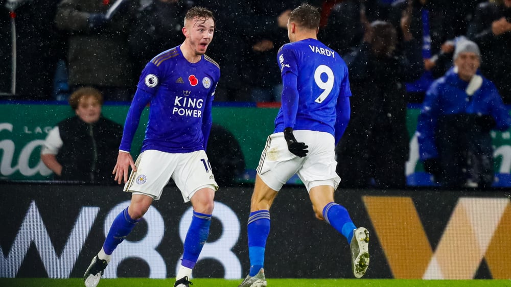 Torschützen unter sich: James Maddison und Jamie Vardy.