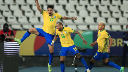 Jubel über das Goldene Tor: Lucas Paqueta, Neymar und Richarlison.