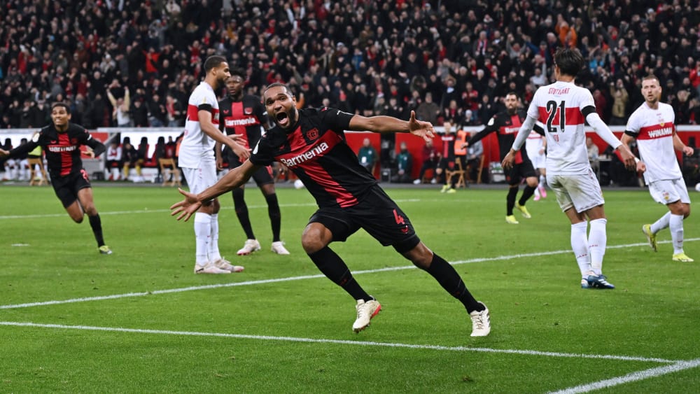 Celebrations after the winning goal in the quarter-finals: Jonathan Tah after a 3-2 win in the 90th minute.