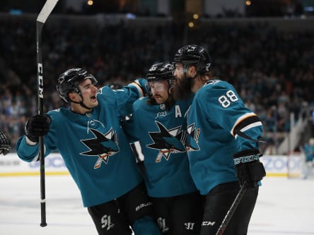 Timo Meier, Erik Karlsson & Brent Burns