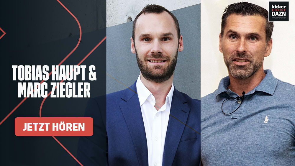 Zu Gast bei "kicker meets DAZN": Tobias Haupt (l.) und Marc Ziegler.