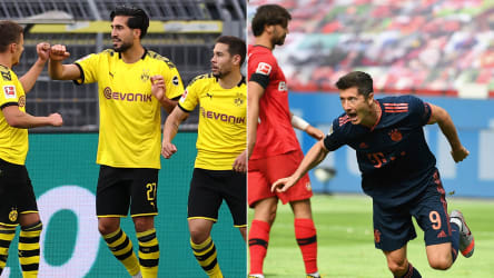 Emre Can jubelt mit Borussia Dortmund, Robert Lewandowski freut sich für Bayern München.