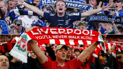 Fan-Freunde: Der Hamburger SV ist zurück in der Bundesliga, der FC Liverpool startet als Meister