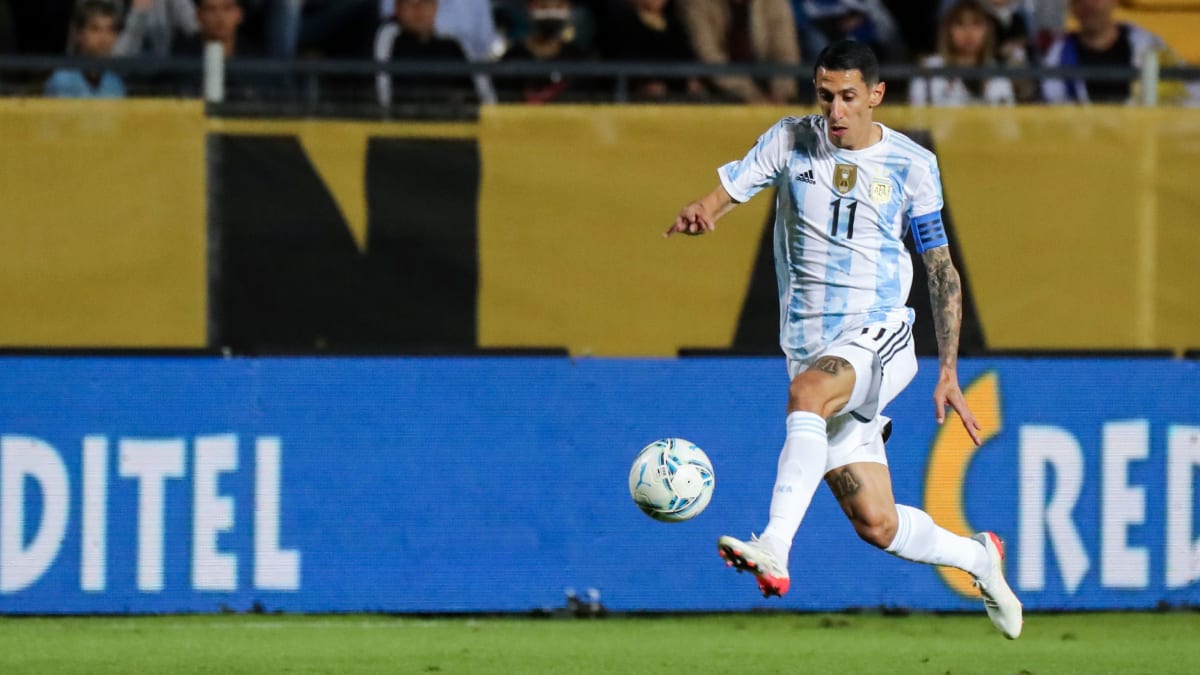 Ritmo para Messi, para marcar el gol de Argentina a Di María en Uruguay