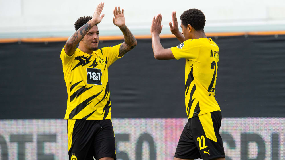 Torschützen unter sich: Jadon Sancho und Jude Bellingham.