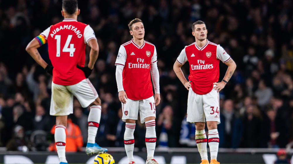 Es läuft nicht bei Arsenal: Aubameyang, Özil und Xhaka konsterniert.
