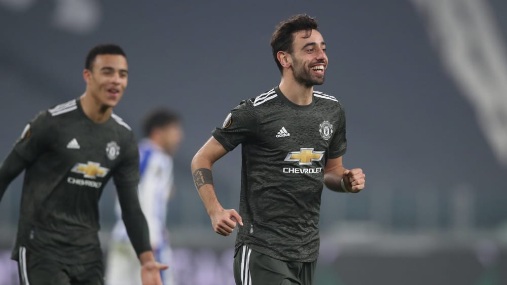 Hat nach seinem Doppelpack gut lachen: Bruno Fernandes (re.).