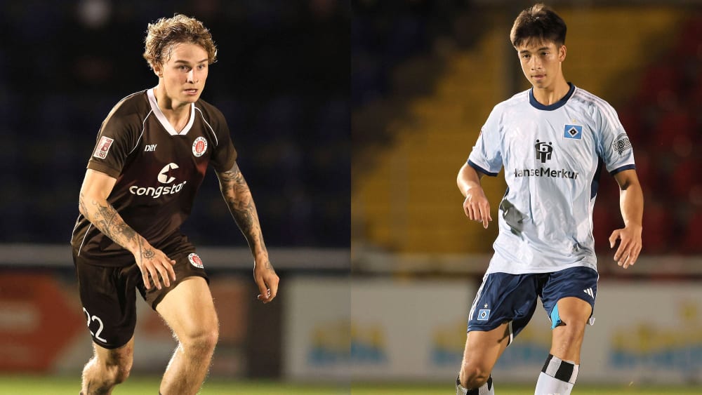Im Regionalliga-Derby standen sie sich in der laufenden Saison gegenüber, ab 2024/25 spielen sie gemeinsam in Dortmund: Niklas Jessen (li.) und Felix Paschke.